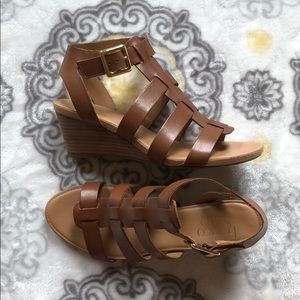 *NEW* Franco Sarto Camel Gladiator Sandal Wedges